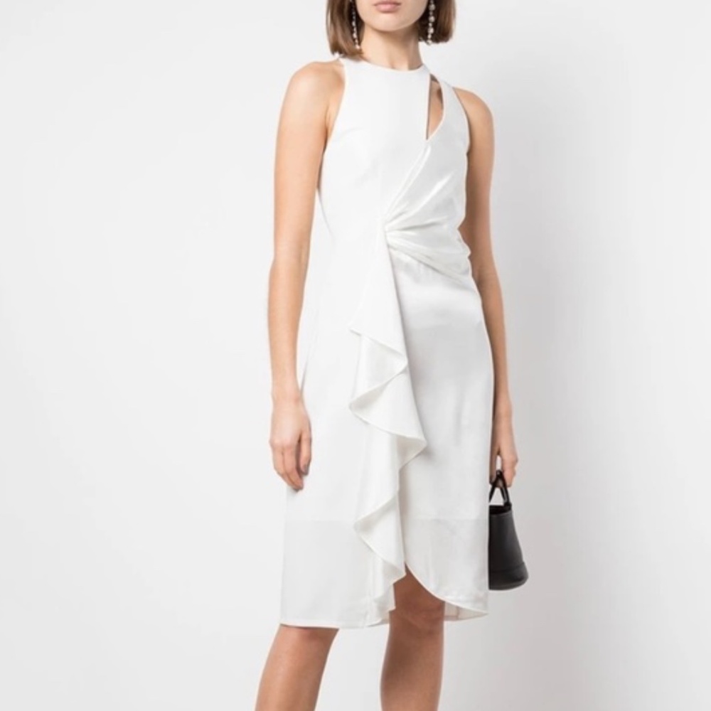 NWT Cinq à Sept Clemency drape front satin Dress